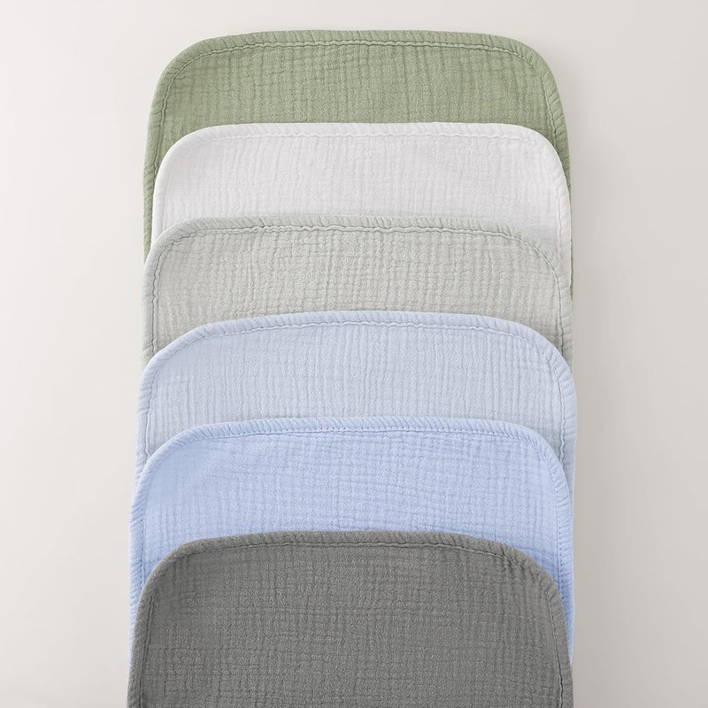 Bearmoss Muslin Burp Cloths, 100% Cotton Baby Burping Clothes, Large Extra Soft Absorbent for Unisex Newborn Boy and Girl, 20x10in, 6 Pack - Image 3